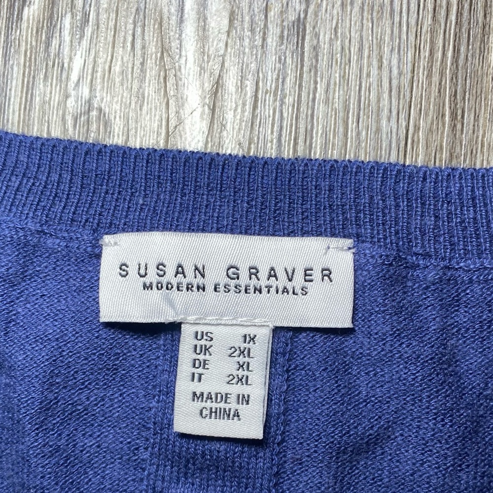 Susan Graver Modern Essential Blue Knit Button Down Top Women’s Size 1X EUC - Picture 3 of 7